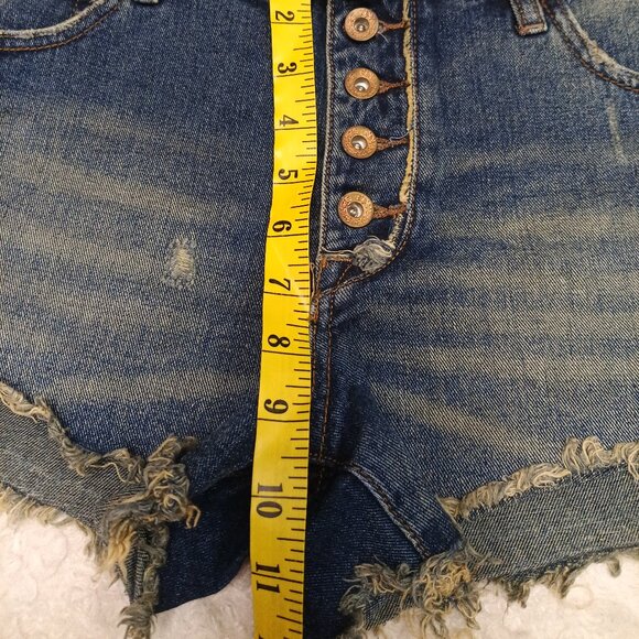 Free People Womens Blue Denim Cut Off Fly Buttons Shorts W28 - Picture 5 of 7